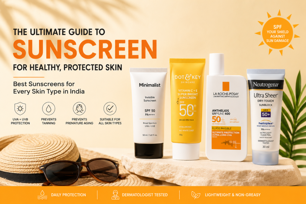 best sunscreen for face in India with SPF 50 for all skin types and UV protection